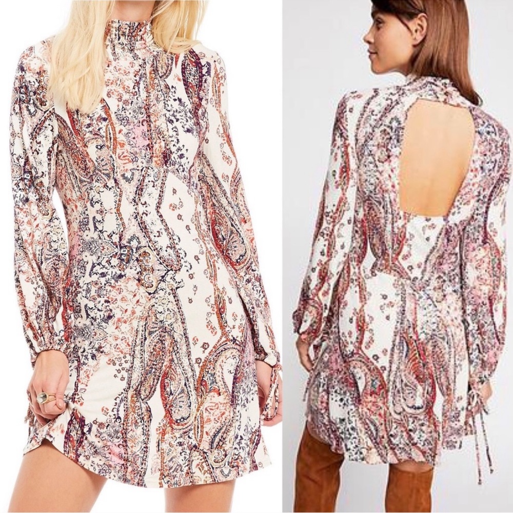 Free People All Dolled Up Paisley Mini Dress Small